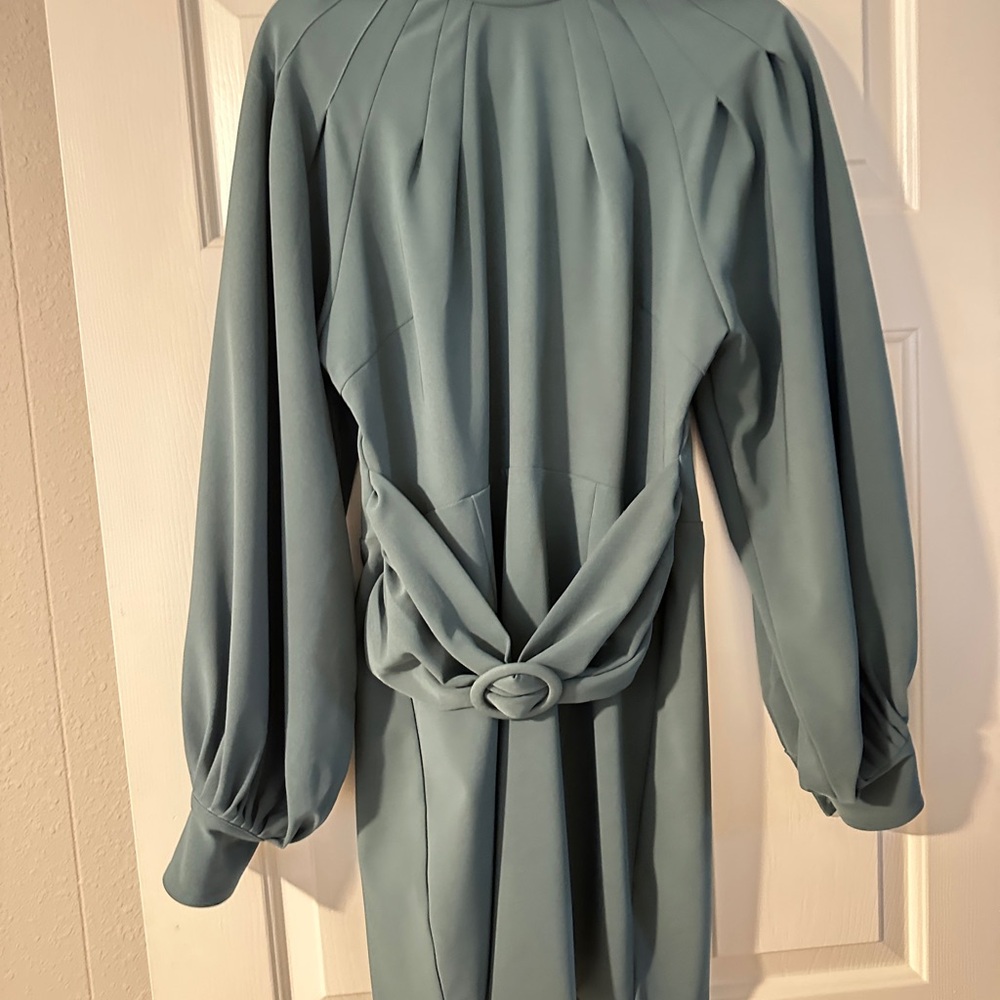 Lavish Alice Teal Dress with Belted Detail